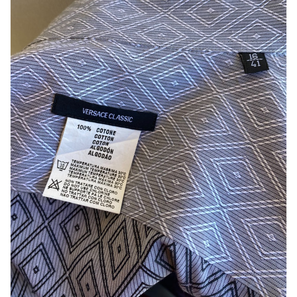 Versace Gray Diamonds Dress Shirt 16 41 Italy - Picture 7 of 7